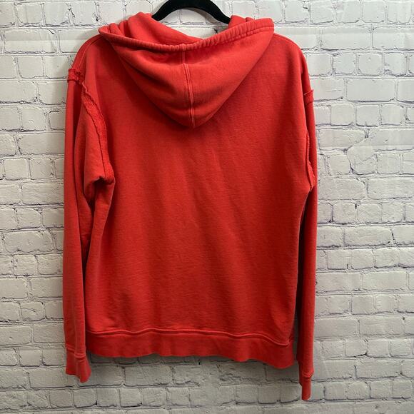 We The Free Red Orange Full Zip Hoodie Sweatshirt Exposed Seams Large *Flaw* - Picture 5 of 9